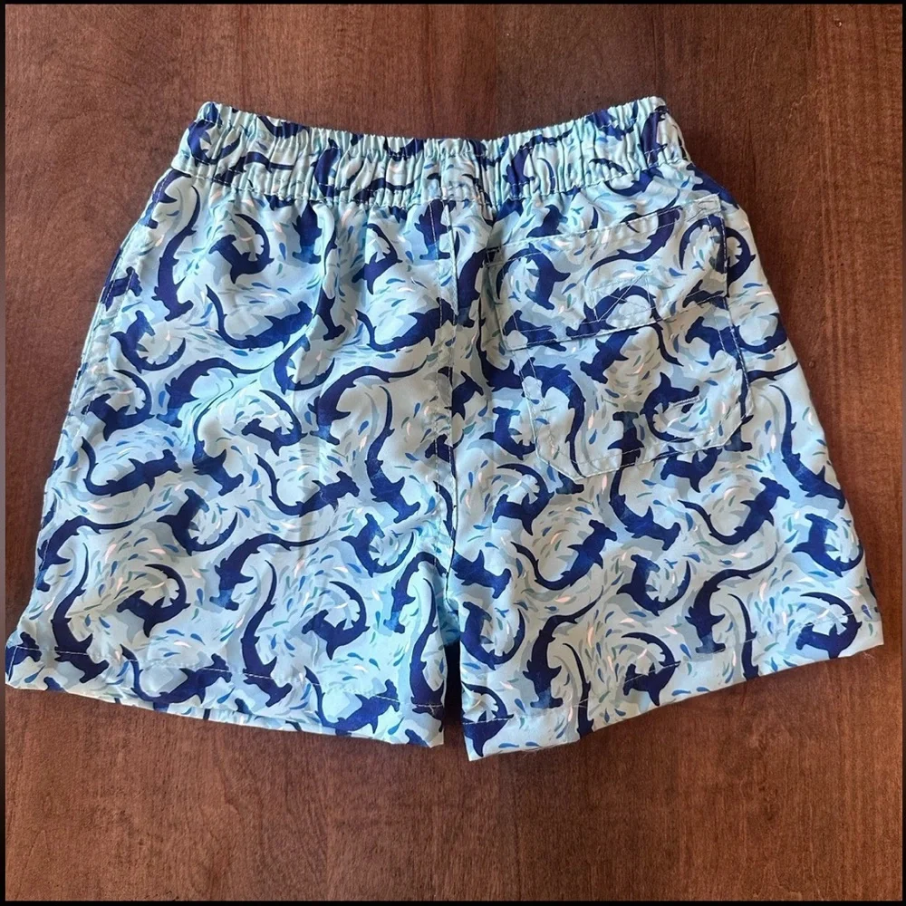 Boys Hammerhead Shark Print Flap Happy Swim Trunks Short Swimsuit & Camelbak Cup